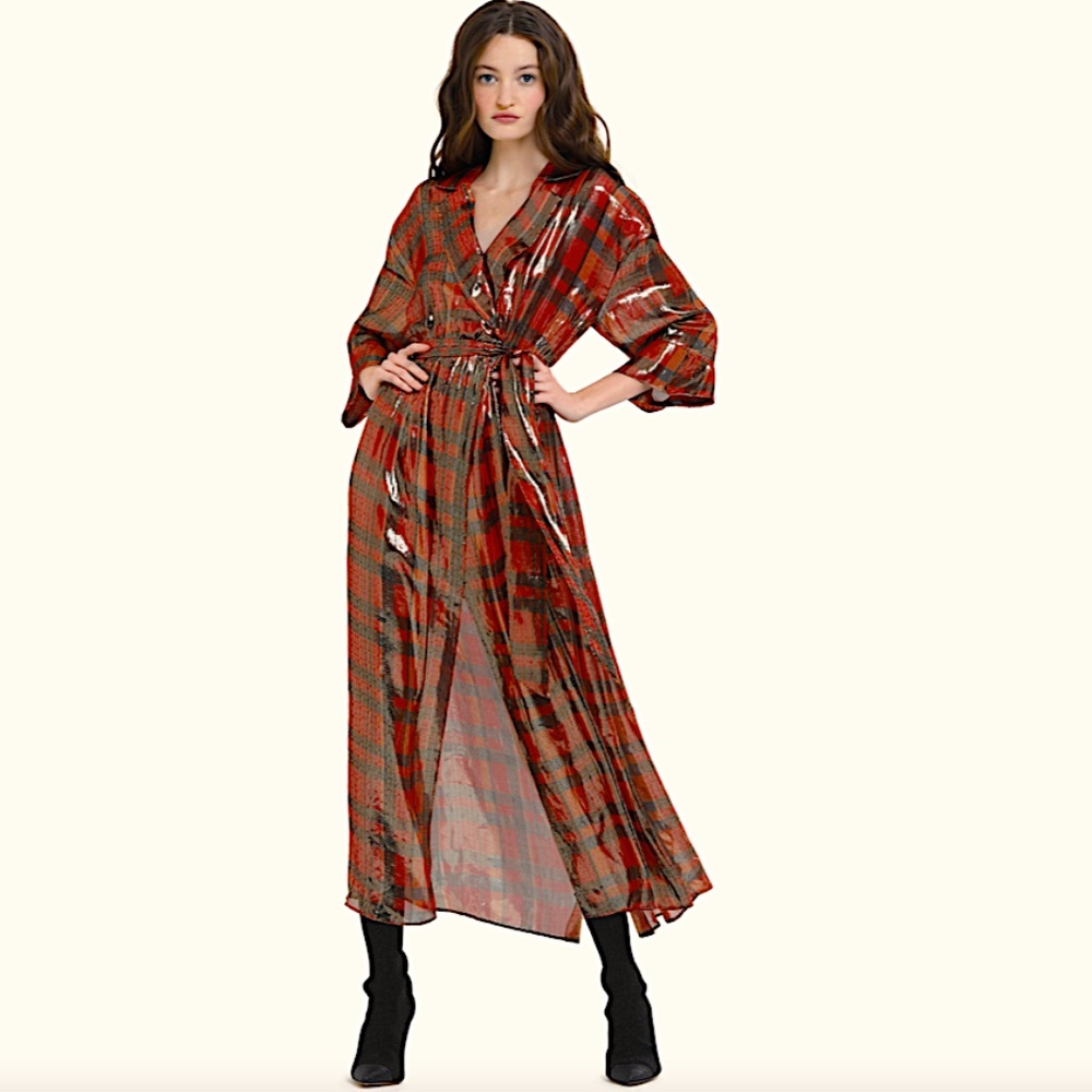 Alice + Olivia Womens Oversized Silk-Blend Shirtdress